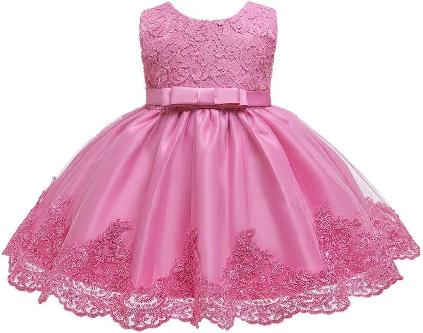0-6T Toddler Baby Girl Embroidered Tutu Ball Gown Lace Dresses with Headwear