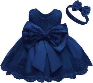 0-6T Toddler Baby Girl Embroidered Tutu Ball Gown Lace Dresses with Headwear
