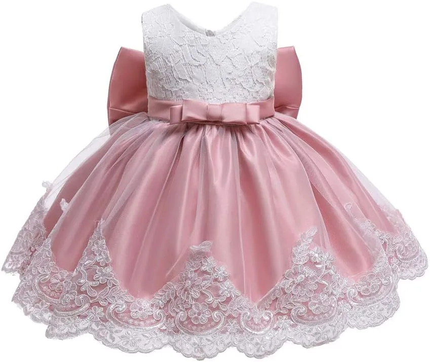 0-6T Toddler Baby Girls Embroidered Tutu Ball Gown Lace Dresses with Headwear