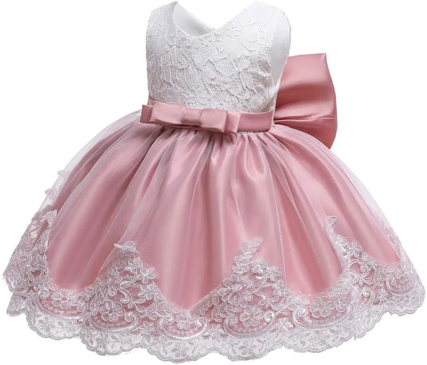 0-6T Toddler Baby Girls Embroidered Tutu Ball Gown Lace Dresses with Headwear