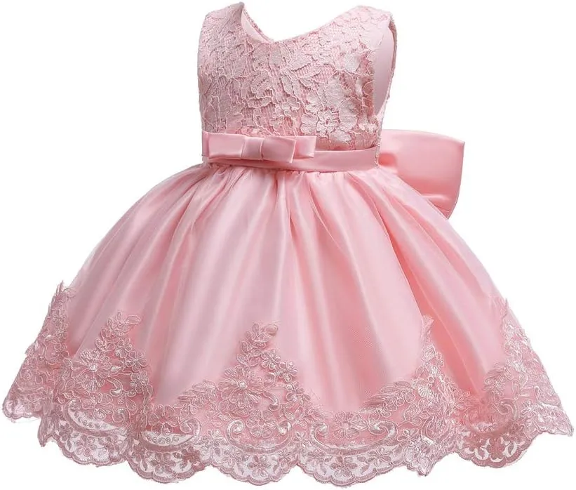 0-6T Toddler Baby Girls Embroidered Tutu Ball Gown Lace Dresses with Headwear