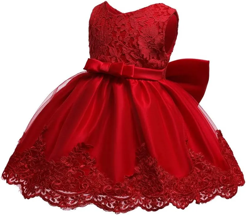 0-6T Toddler Baby Girls Embroidered Tutu Ball Gown Lace Dresses with Headwear