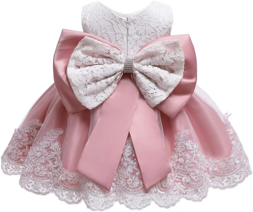 0-6T Toddler Baby Girls Embroidered Tutu Ball Gown Lace Dresses with Headwear