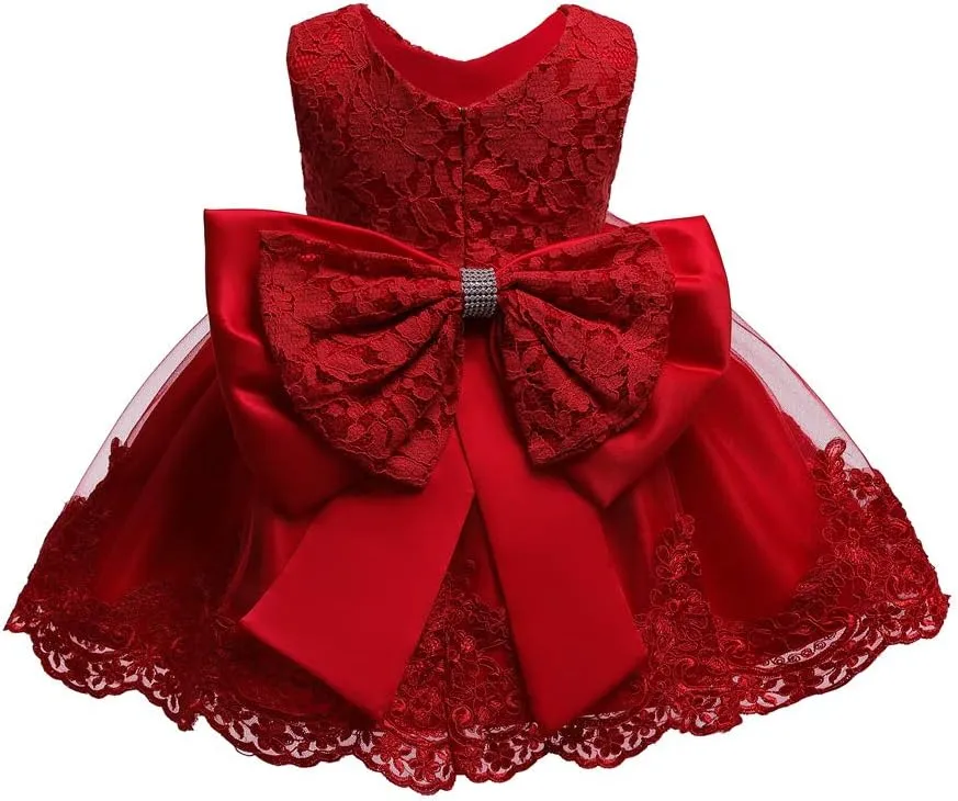 0-6T Toddler Baby Girls Embroidered Tutu Ball Gown Lace Dresses with Headwear