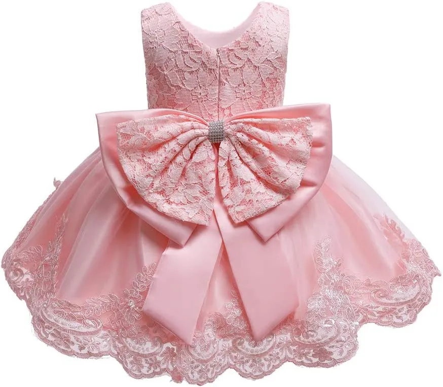 0-6T Toddler Baby Girls Embroidered Tutu Ball Gown Lace Dresses with Headwear