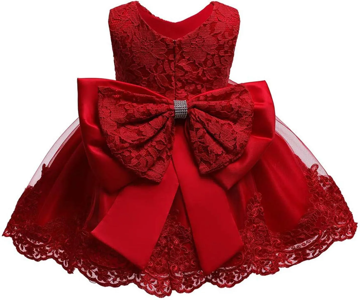 0-6T Toddler Girls Pageant Lace Dresses Baby Birthday Party Embroidery Dress with Headwear