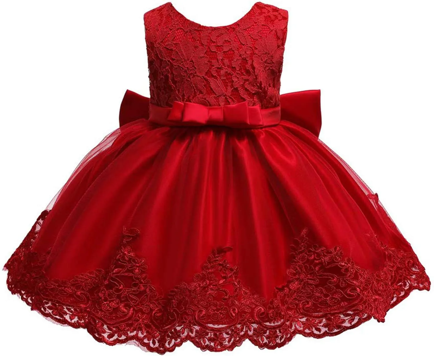 0-6T Toddler Girls Pageant Lace Dresses Baby Birthday Party Embroidery Dress with Headwear