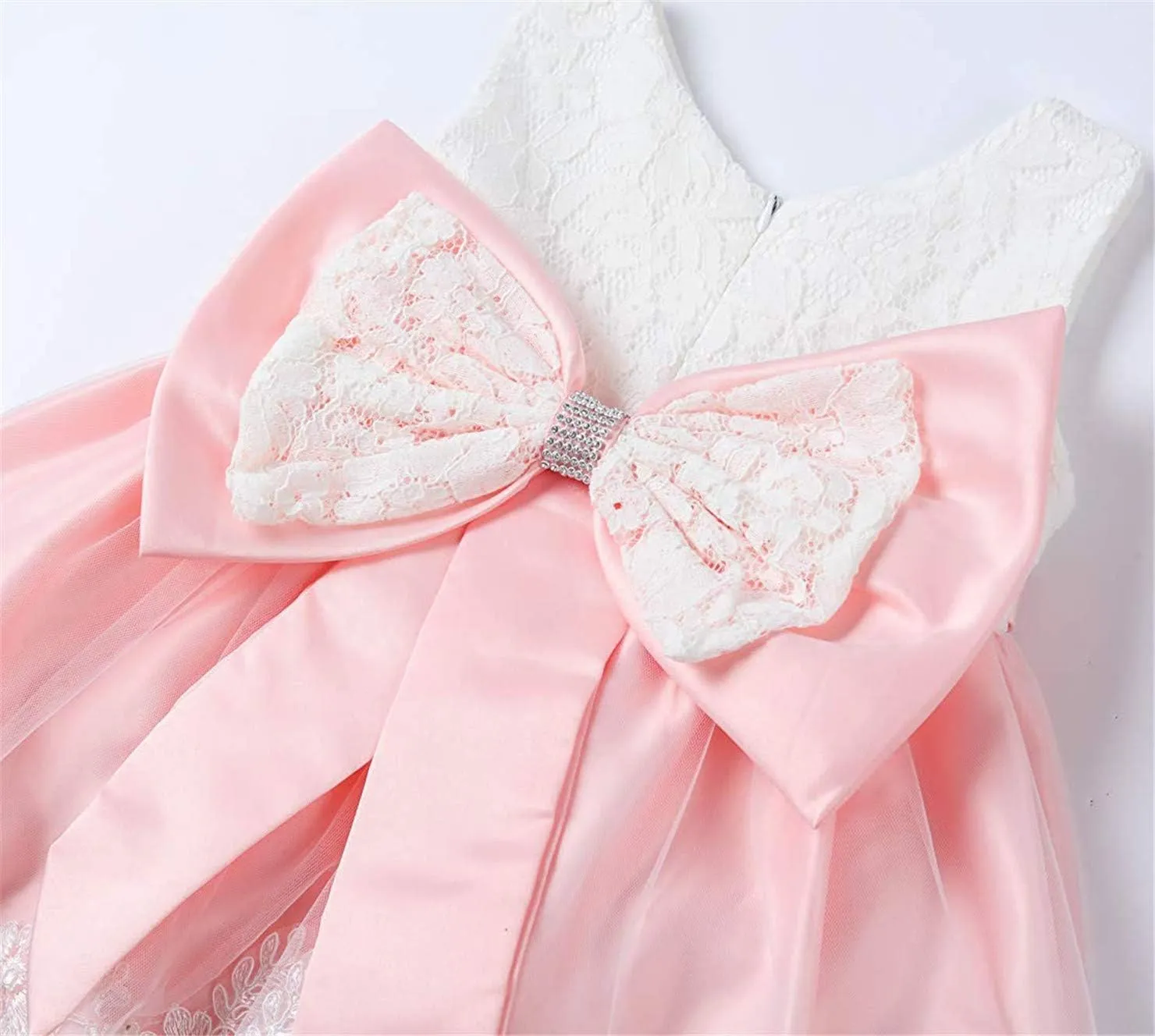 0-6T Toddler Girls Pageant Lace Dresses Baby Birthday Party Embroidery Dress with Headwear