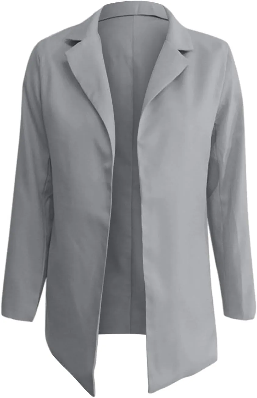 2024 Fall Blazers for Women Business Casual Solid Plus Size Blazers Jackets Open Front Work Office Blazer Coat