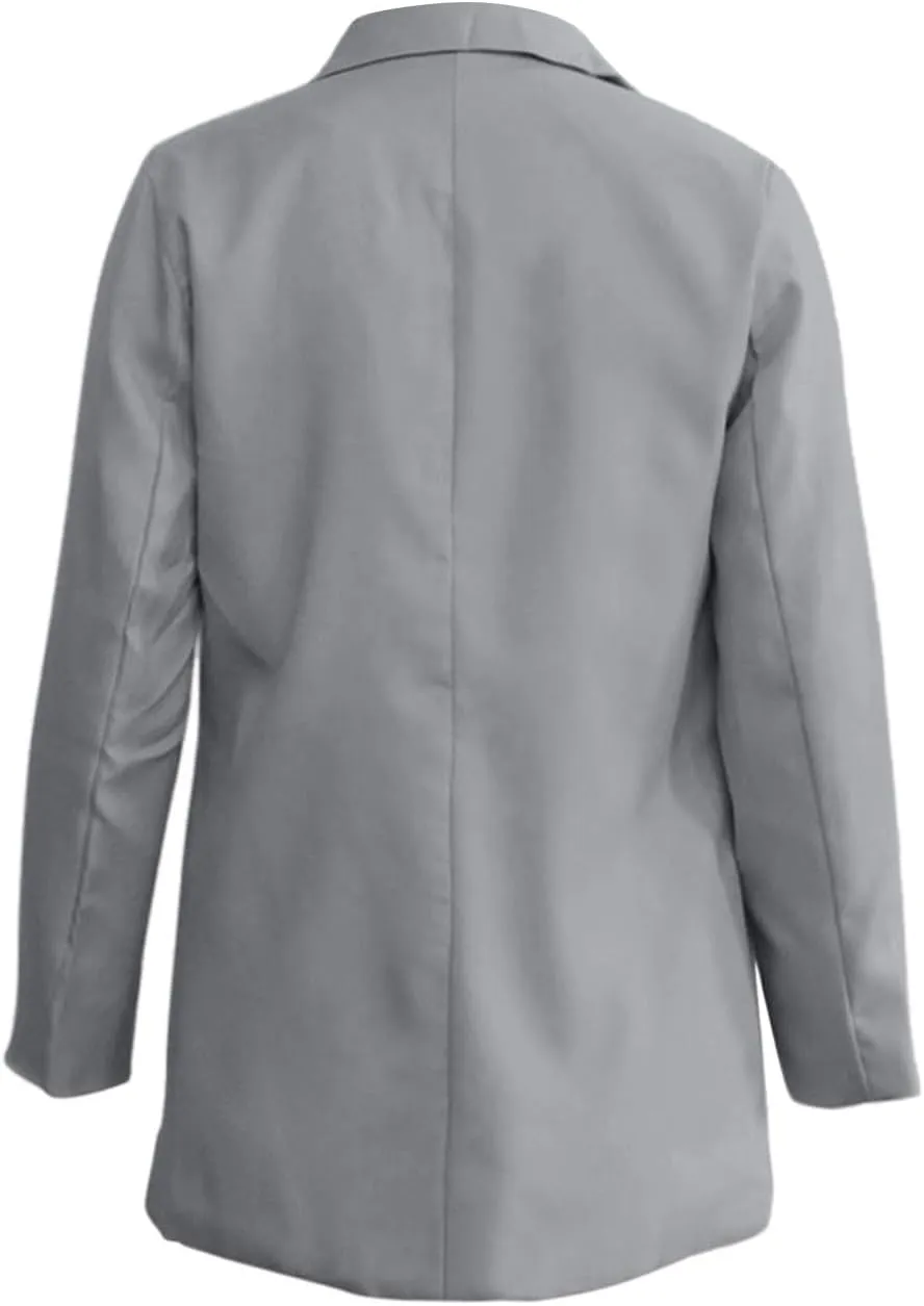 2024 Fall Blazers for Women Business Casual Solid Plus Size Blazers Jackets Open Front Work Office Blazer Coat