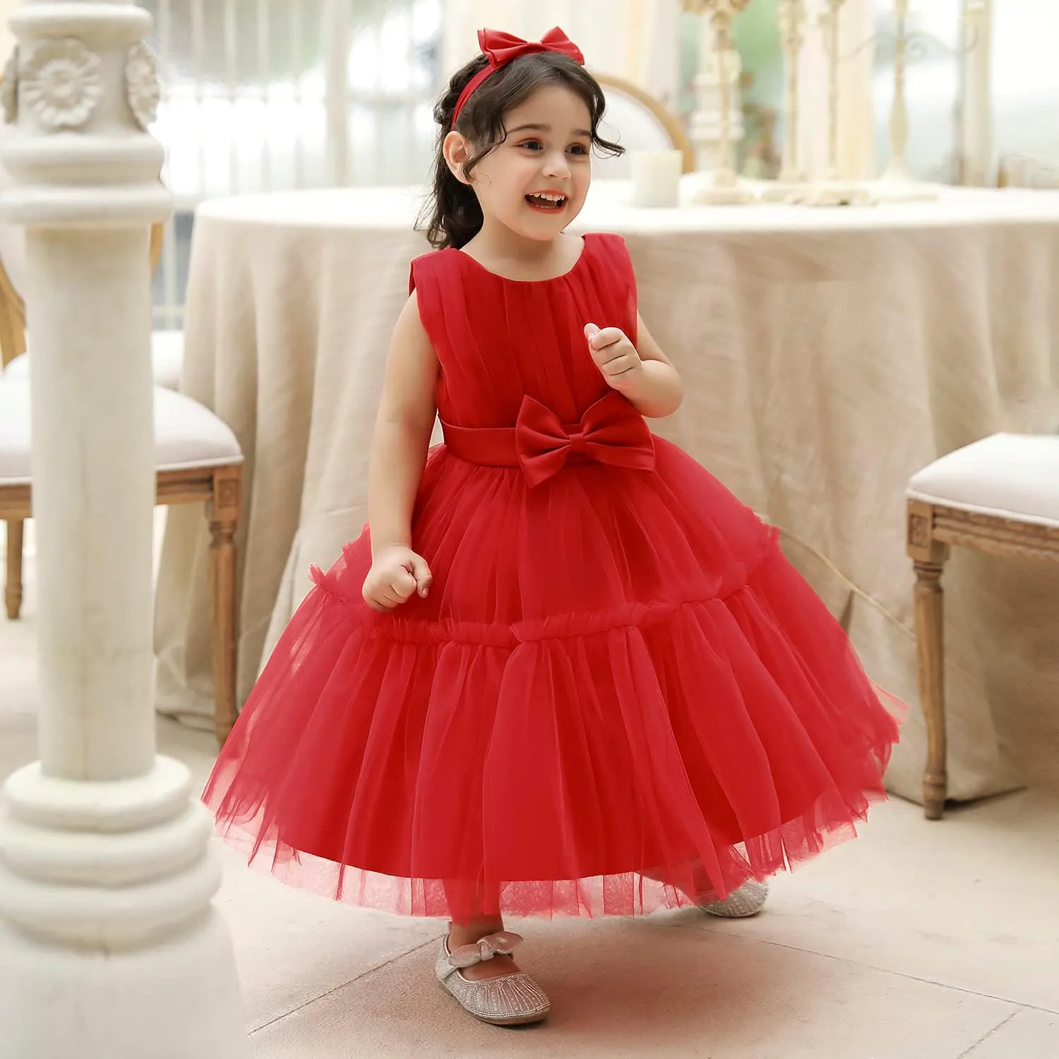 3M-9T Baby Girls Flower Dress Embroidery Paqeant Party Wedding Lace Dresses
