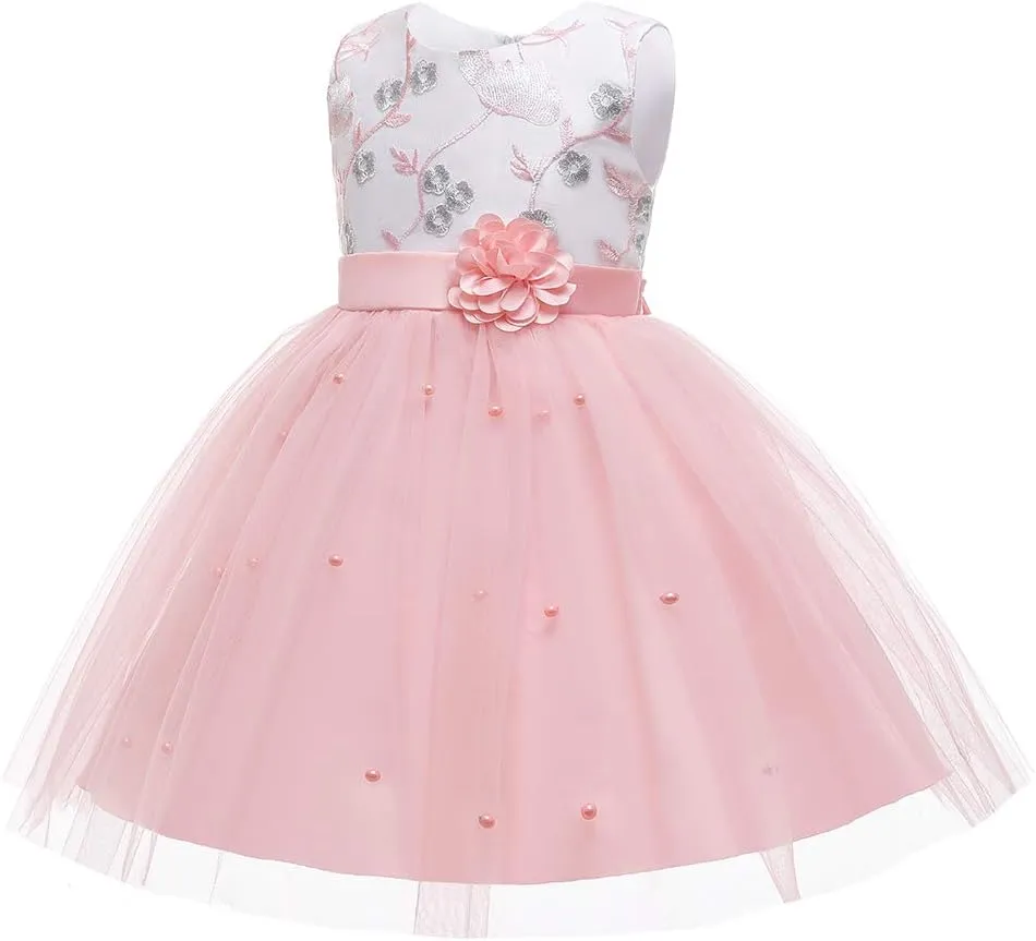 3M-9T Baby Girls Flower Dress Embroidery Paqeant Party Wedding Lace Dresses