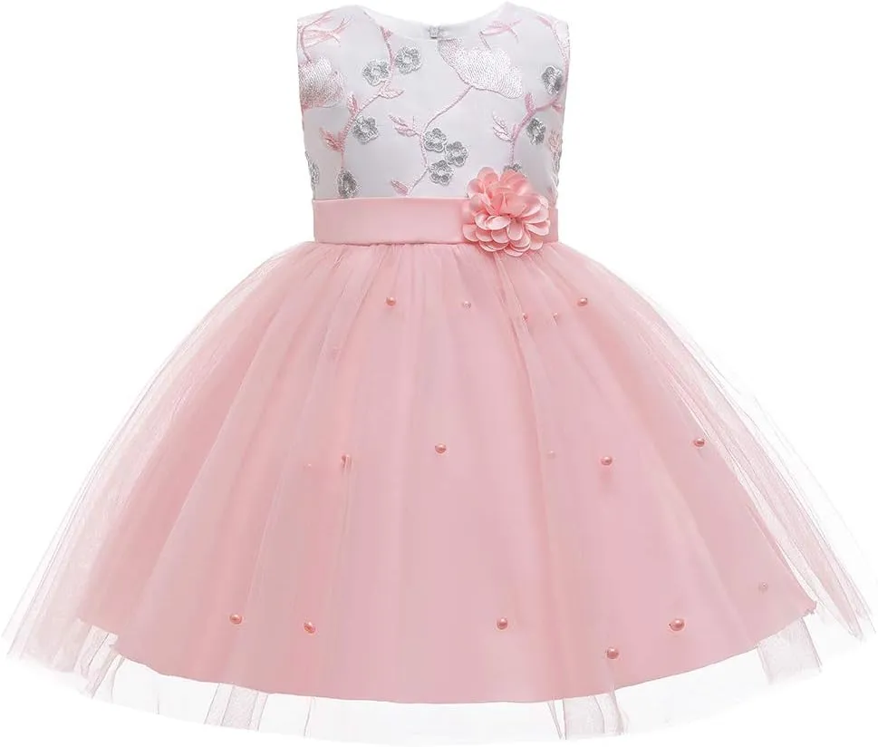 3M-9T Baby Girls Flower Dress Embroidery Paqeant Party Wedding Lace Dresses
