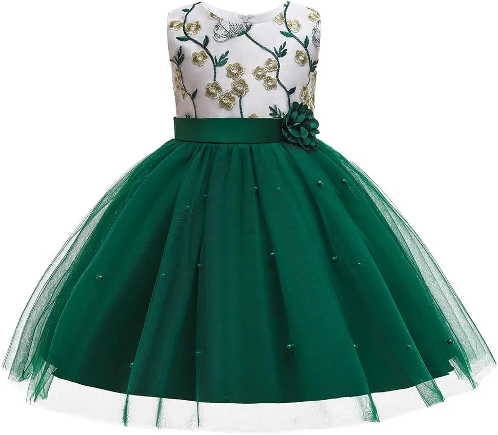 3M-9T Baby Girls Flower Dress Embroidery Paqeant Party Wedding Lace Dresses