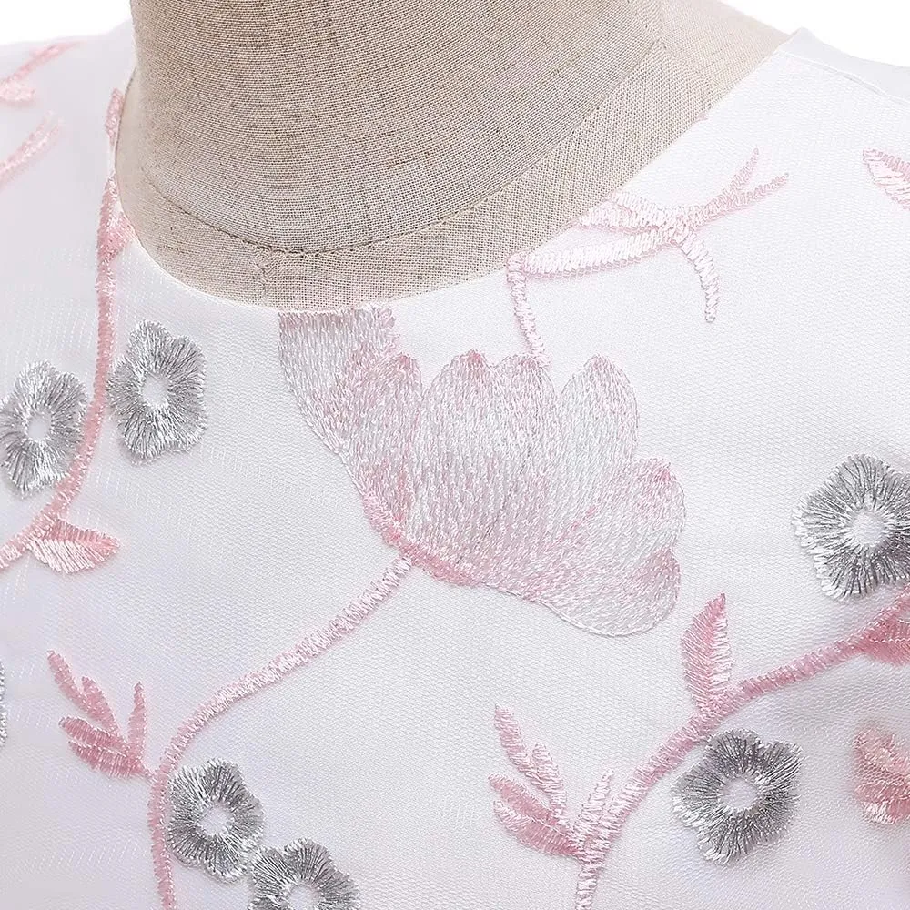 3M-9T Baby Girls Flower Dress Embroidery Paqeant Party Wedding Lace Dresses