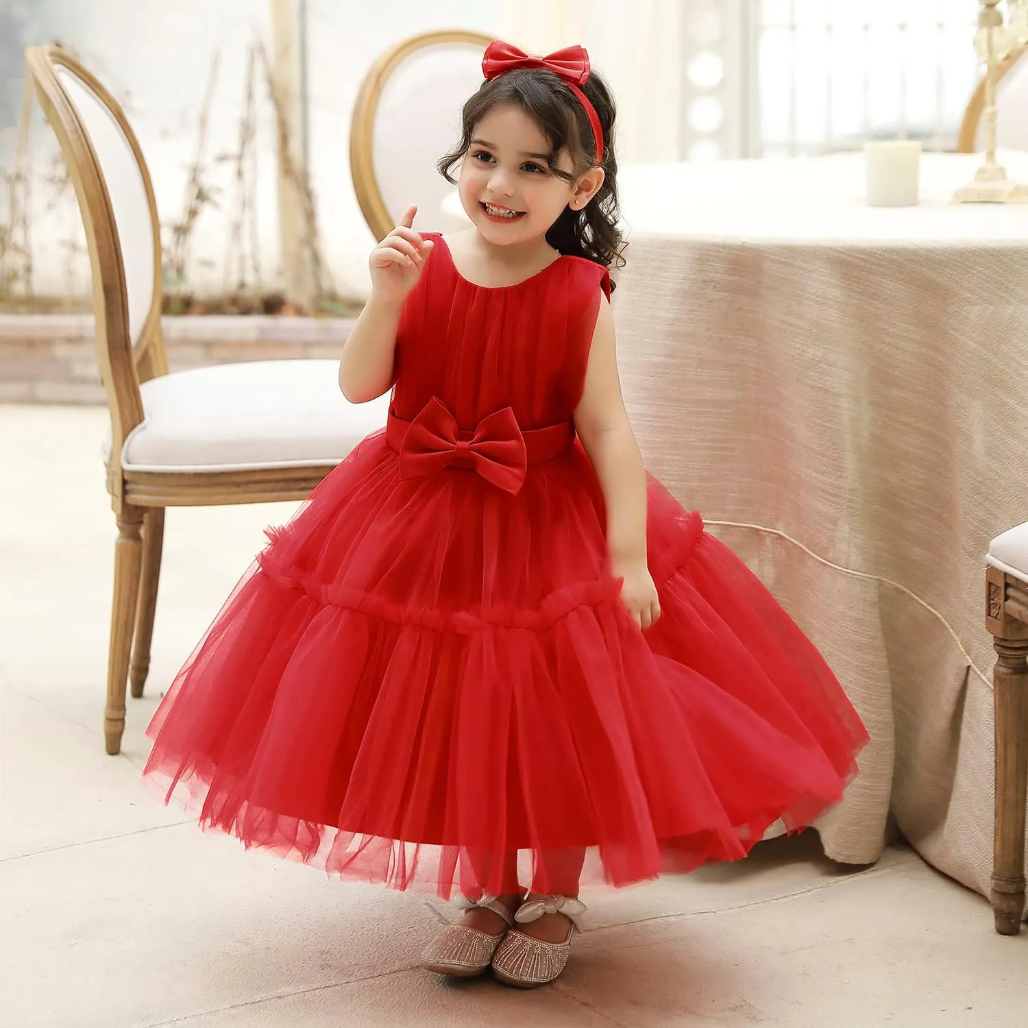 3M-9T Baby Girls Flower Dress Embroidery Paqeant Party Wedding Lace Dresses