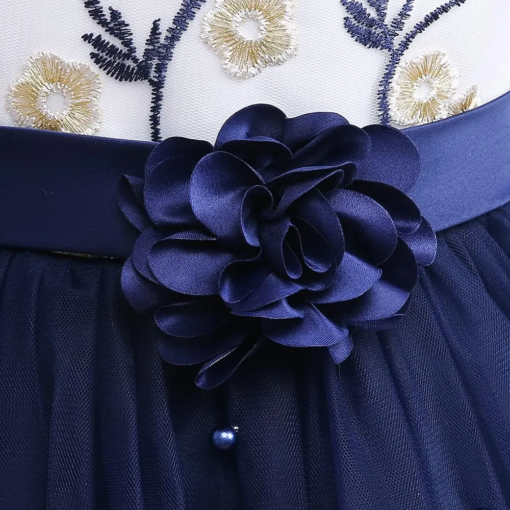 3M-9T Baby Girls Flower Dress Embroidery Paqeant Party Wedding Lace Dresses