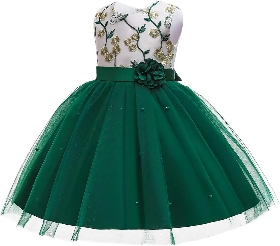 3M-9T Baby Girls Flower Dress Embroidery Paqeant Party Wedding Lace Dresses
