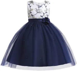 3M-9T Baby Girls Flower Dress Embroidery Paqeant Party Wedding Lace Dresses