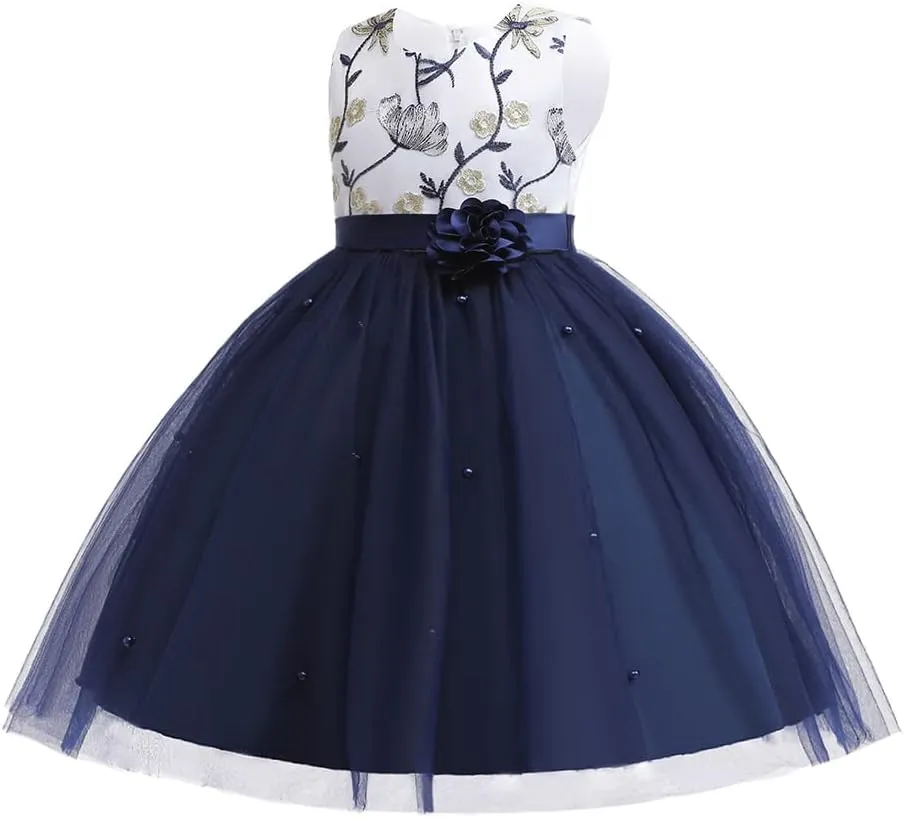 3M-9T Baby Girls Flower Dress Embroidery Paqeant Party Wedding Lace Dresses