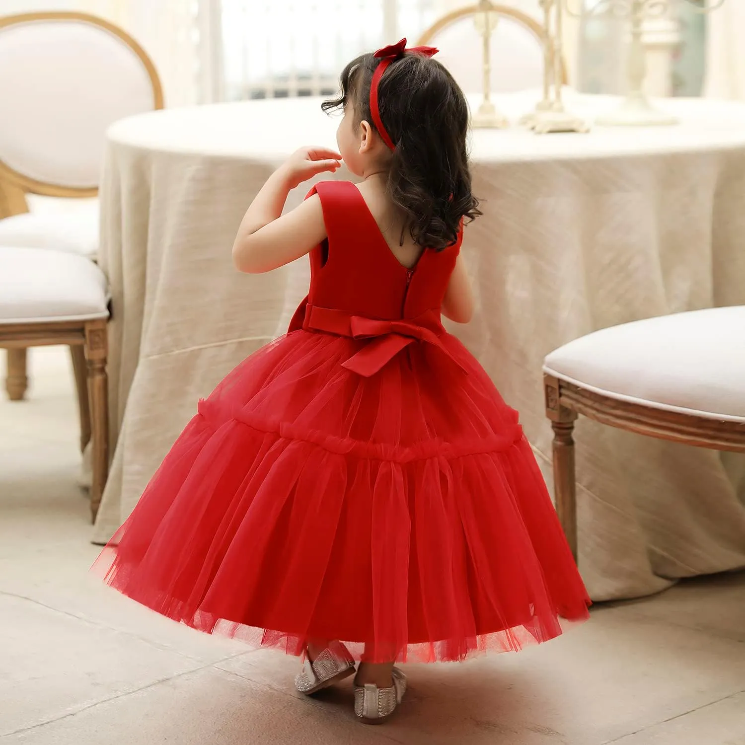 3M-9T Baby Girls Flower Dress Embroidery Paqeant Party Wedding Lace Dresses