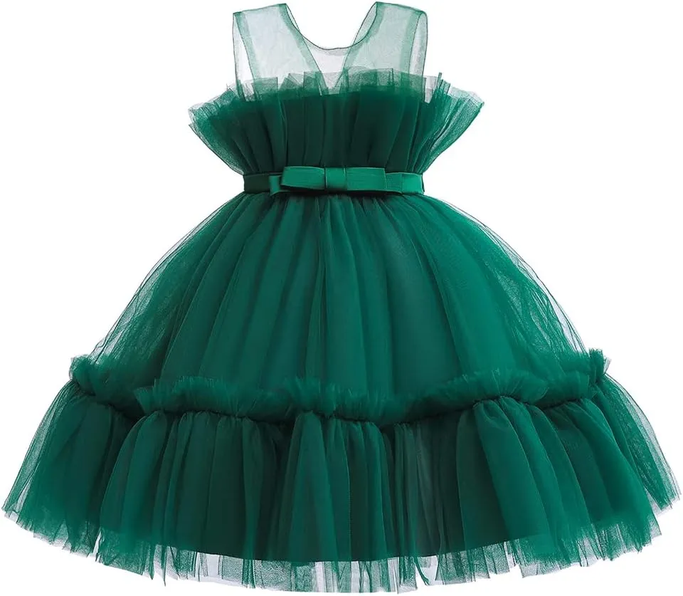 6M-9T Infant Baby Girls Ruffle Ball Gown Party Pageant Lace Dresses
