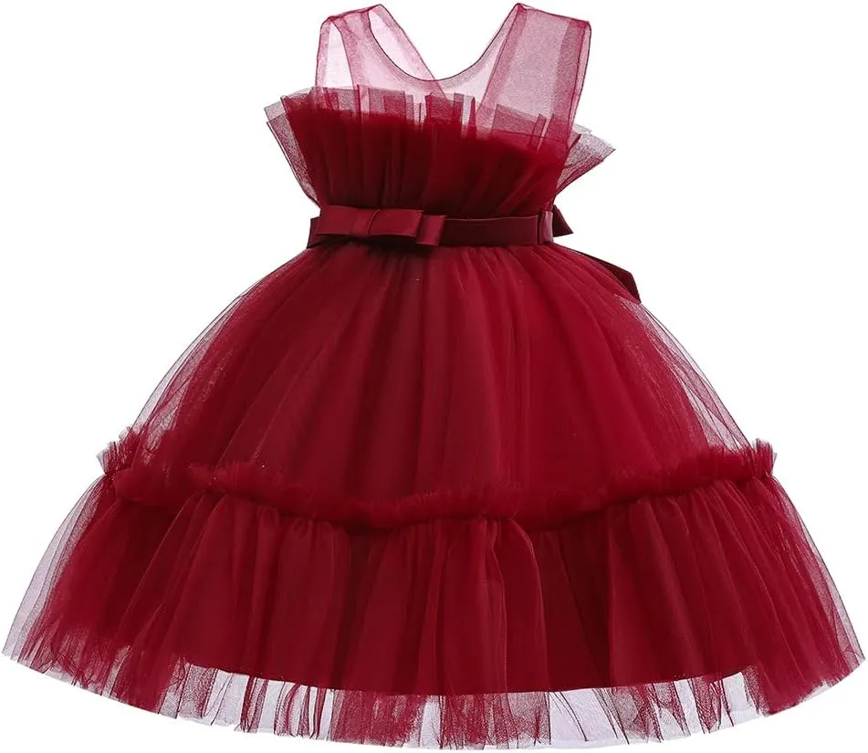 6M-9T Infant Baby Girls Ruffle Ball Gown Party Pageant Lace Dresses
