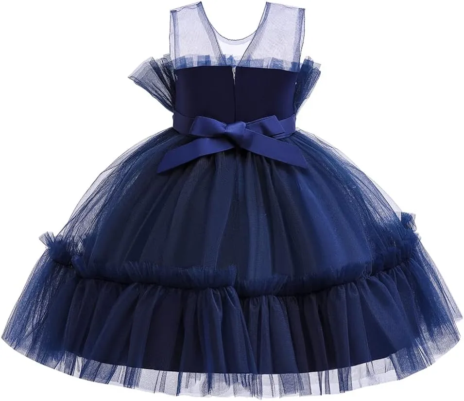 6M-9T Infant Baby Girls Ruffle Ball Gown Party Pageant Lace Dresses
