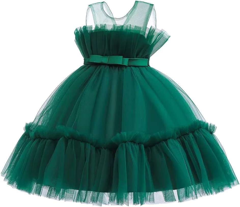 6M-9T Infant Baby Girls Ruffle Ball Gown Party Pageant Lace Dresses