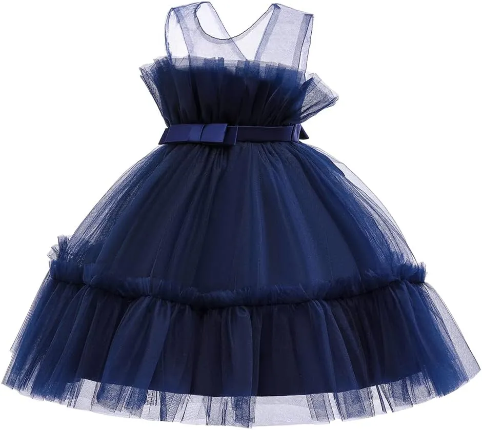 6M-9T Infant Baby Girls Ruffle Ball Gown Party Pageant Lace Dresses