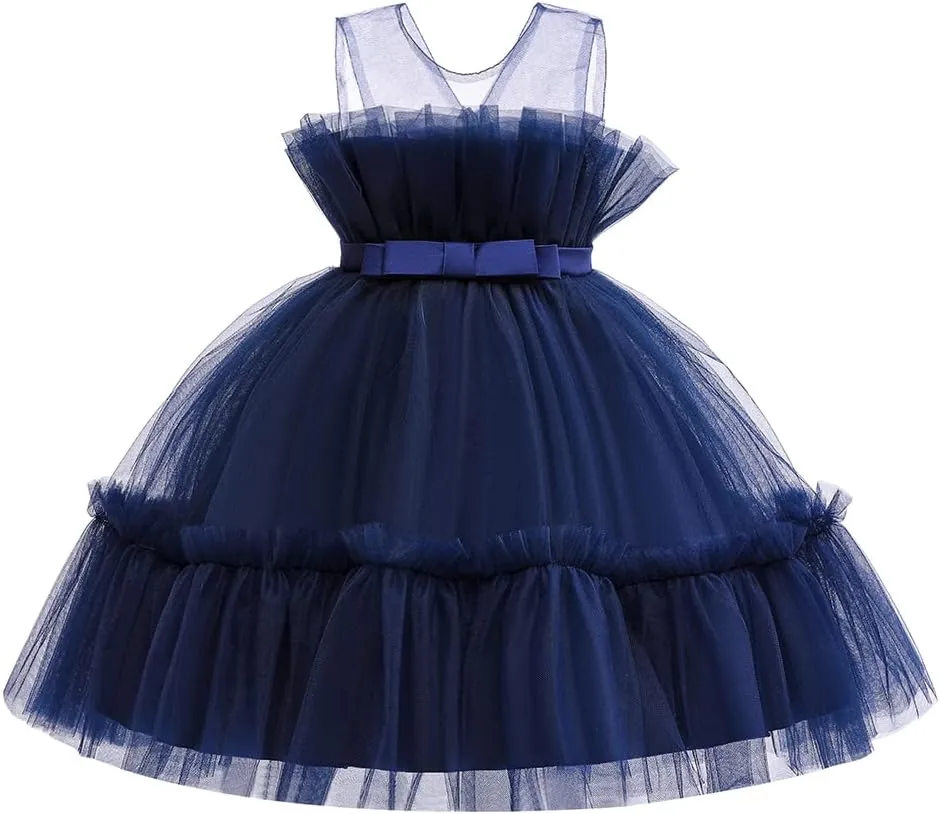 6M-9T Infant Baby Girls Ruffle Ball Gown Party Pageant Lace Dresses