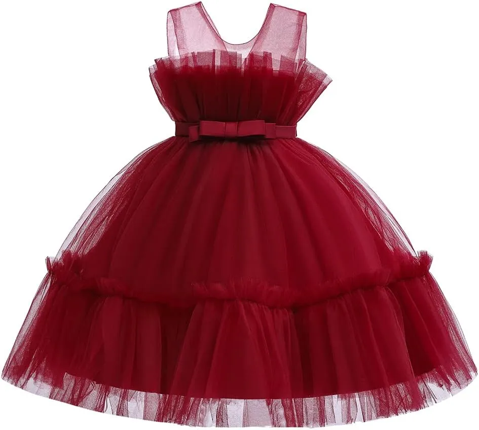 6M-9T Infant Baby Girls Ruffle Ball Gown Party Pageant Lace Dresses