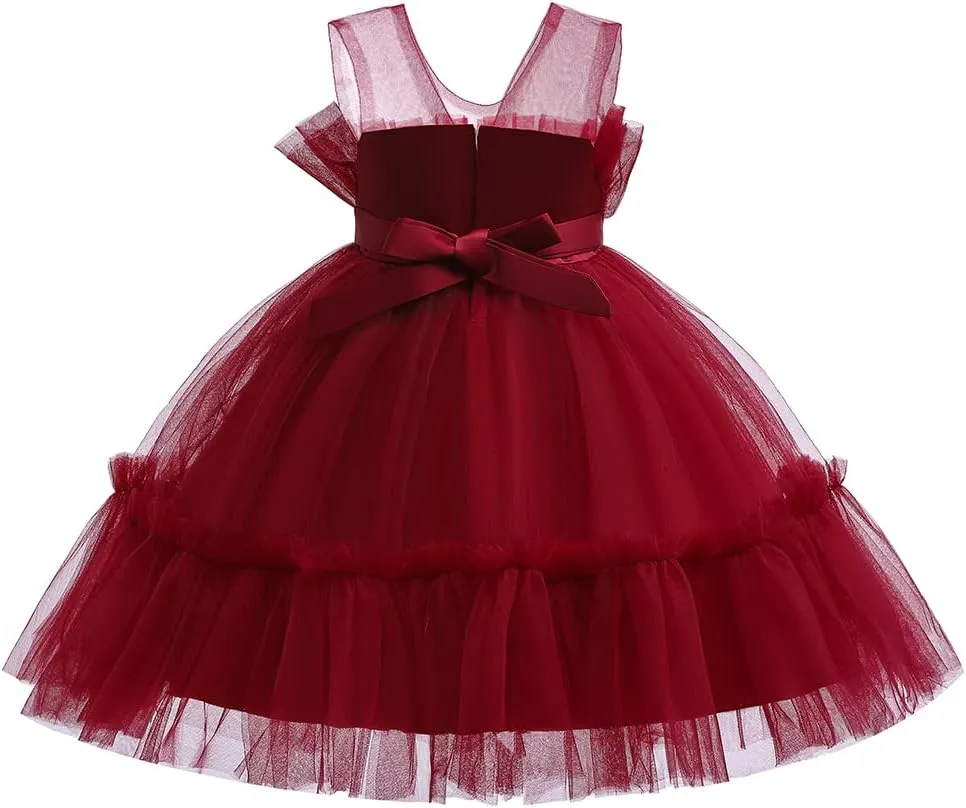 6M-9T Infant Baby Girls Ruffle Ball Gown Party Pageant Lace Dresses