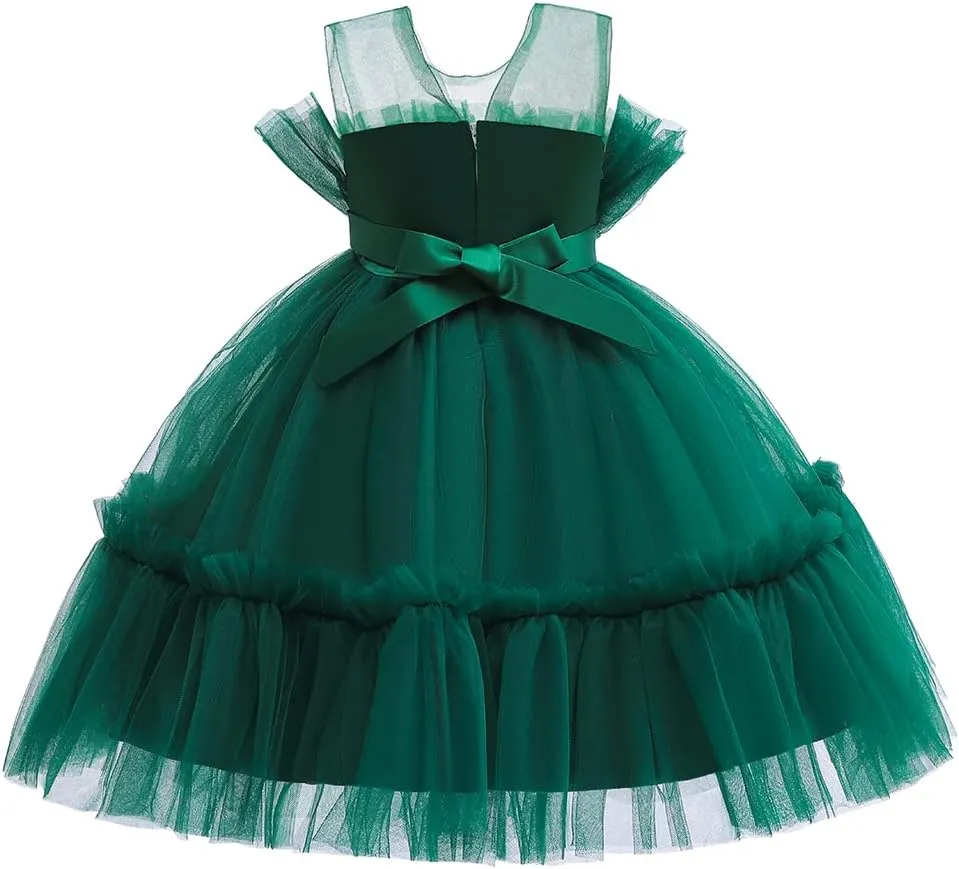 6M-9T Infant Baby Girls Ruffle Ball Gown Party Pageant Lace Dresses