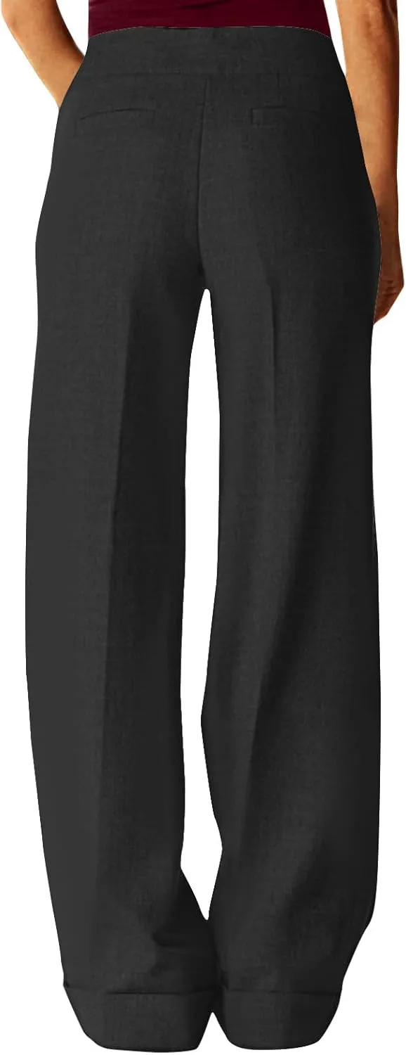 Baggy Wide Leg Trousers Women Plus Size High Waisted Pants Comfy Lounge Pants with Pockets Bootcut Palazzo Pants