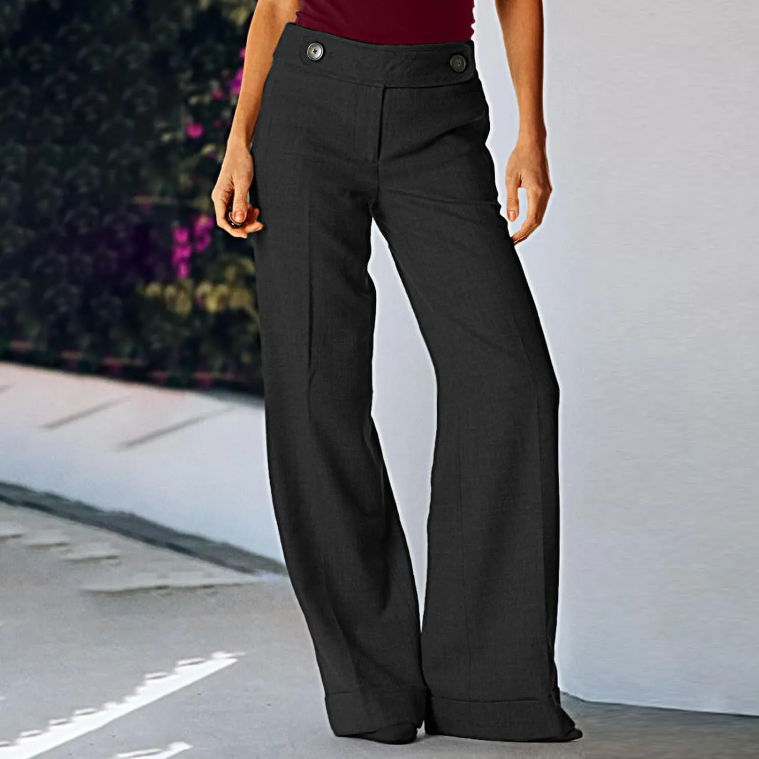 Baggy Wide Leg Trousers Women Plus Size High Waisted Pants Comfy Lounge Pants with Pockets Bootcut Palazzo Pants