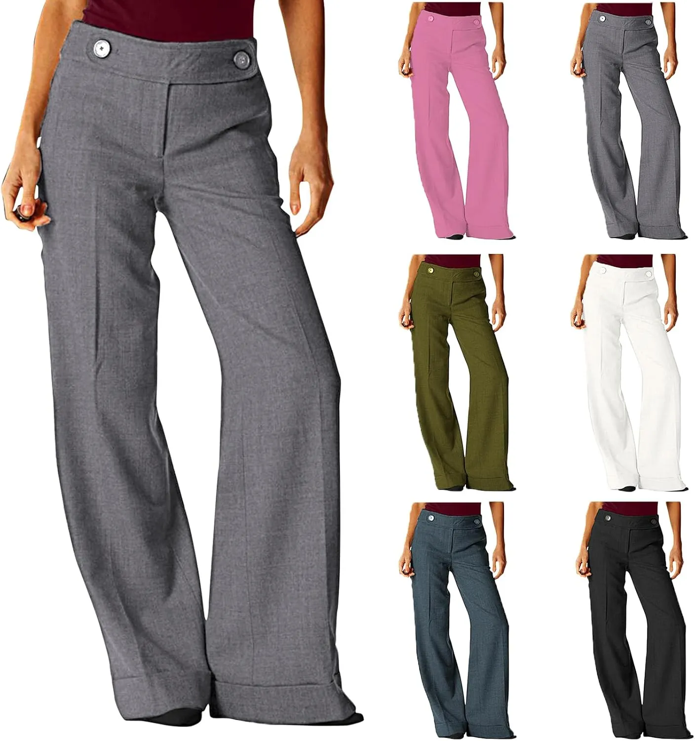 Baggy Wide Leg Trousers Women Plus Size High Waisted Pants Comfy Lounge Pants with Pockets Bootcut Palazzo Pants