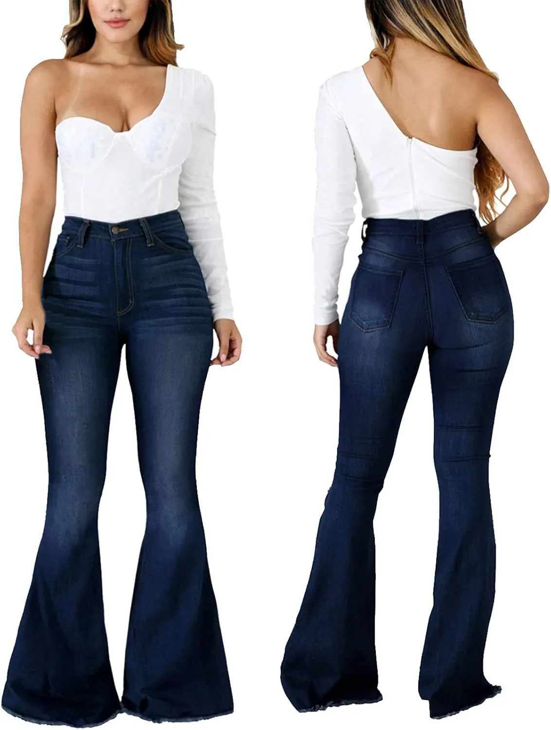 Bell Bottom Jeans for Women Ripped High Waisted Classic Flared Pants