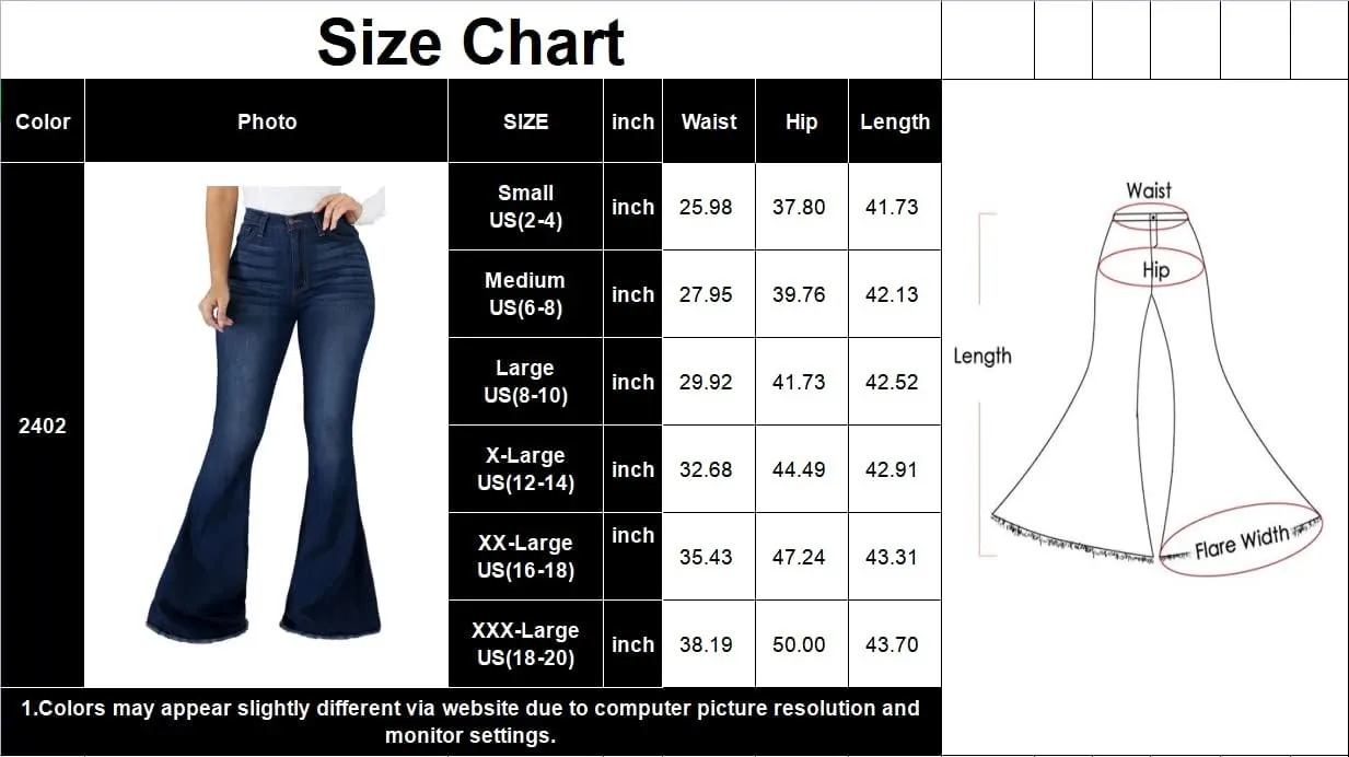 Bell Bottom Jeans for Women Ripped High Waisted Classic Flared Pants