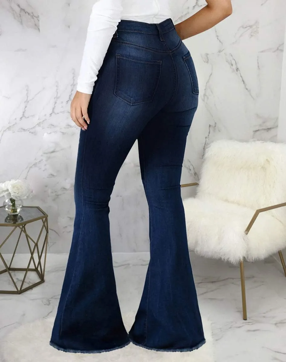 Bell Bottom Jeans for Women Ripped High Waisted Classic Flared Pants