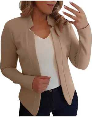 Blazers for Women Business Casual Cropped Jacket Long Sleeve Open Front Blazer Work Office 2024 Fall Outerwear, Large