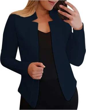 Blazers for Women Business Casual Cropped Jacket Long Sleeve Open Front Blazer Work Office 2024 Fall Outerwear, Large