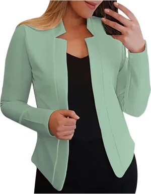 Blazers for Women Business Casual Cropped Jacket Long Sleeve Open Front Blazer Work Office 2024 Fall Outerwear, Large