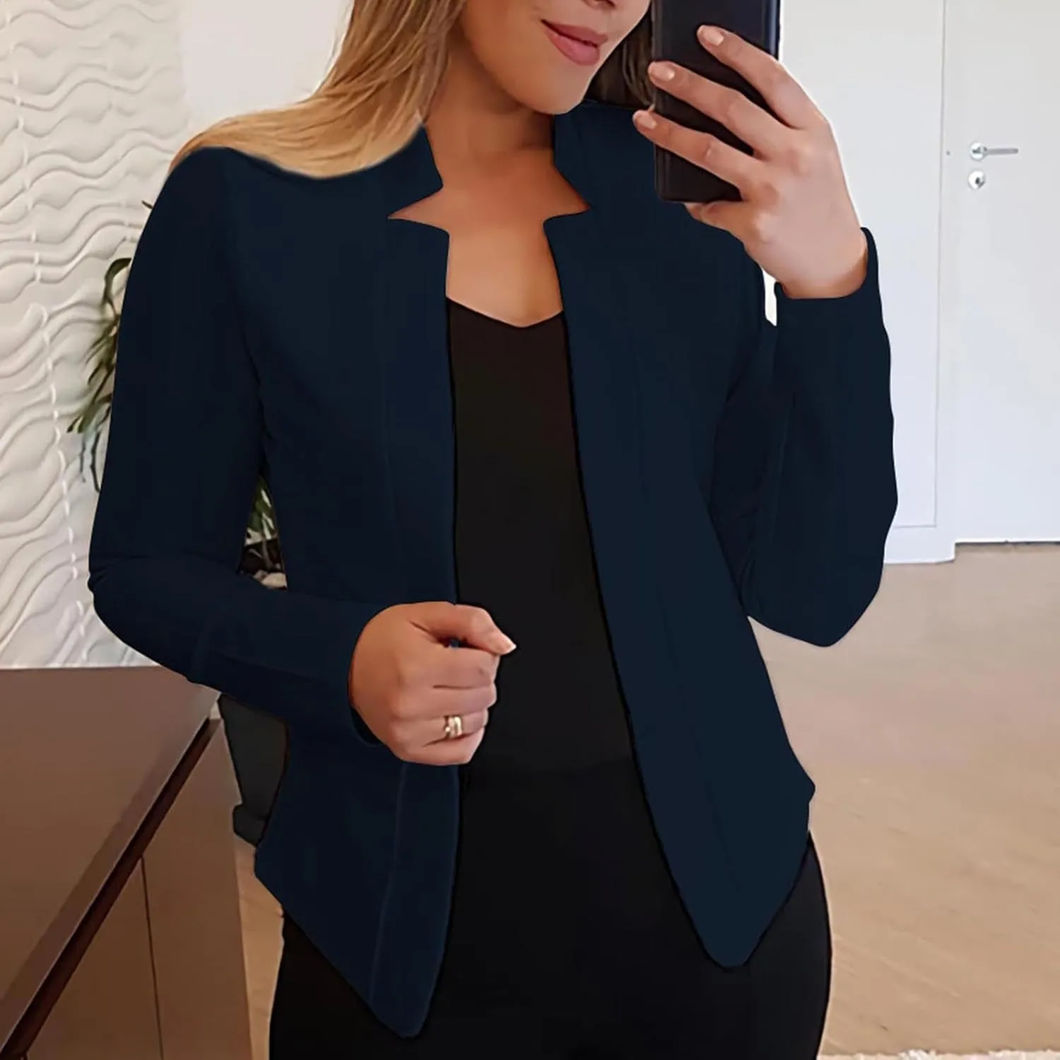 Blazers for Women Business Casual Cropped Jacket Long Sleeve Open Front Blazer Work Office 2024 Fall Outerwear, Large