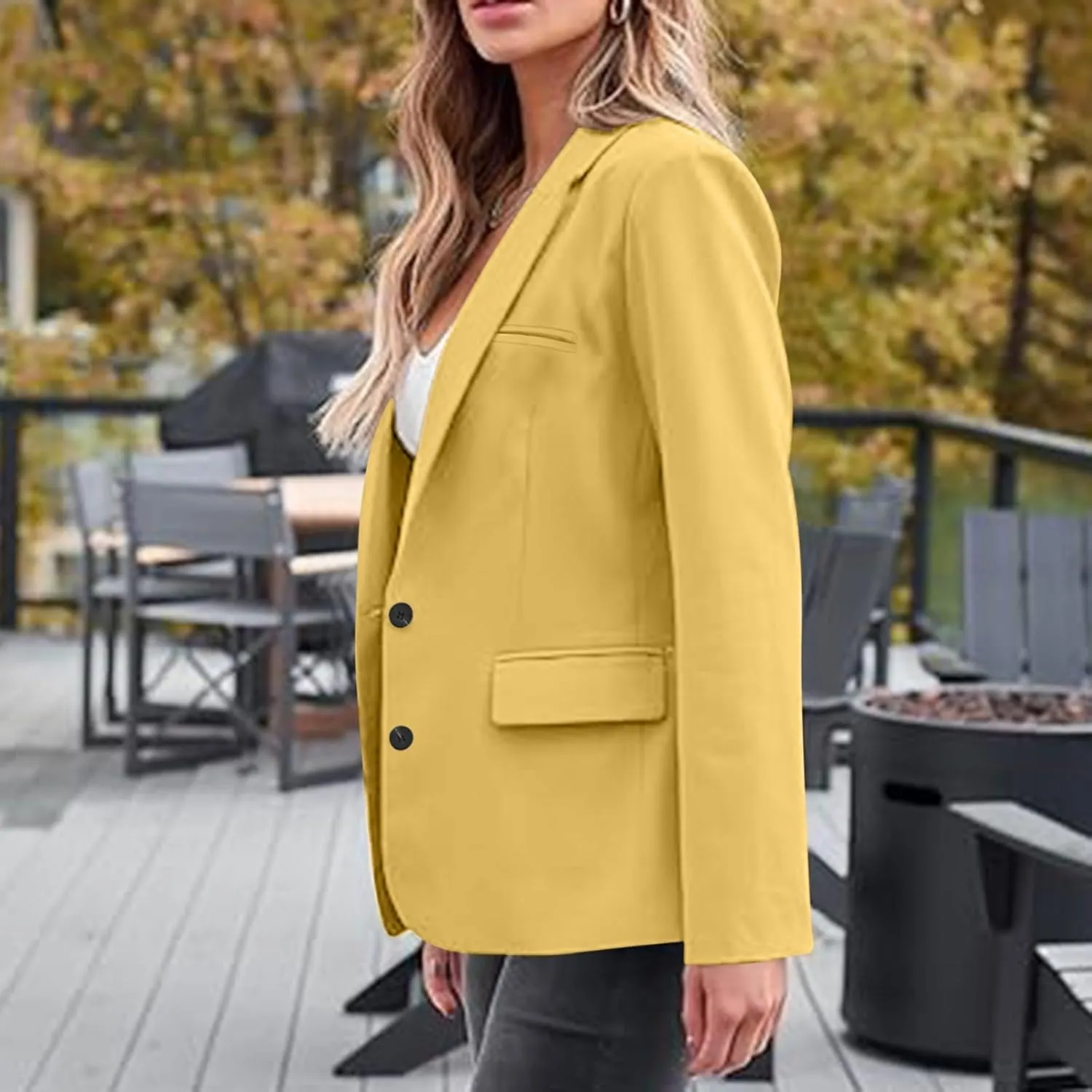 Blazers for Women Business Casual Long Sleeve Lapel Open Front Button Work Office Blazer Jackets with Pockets 2024