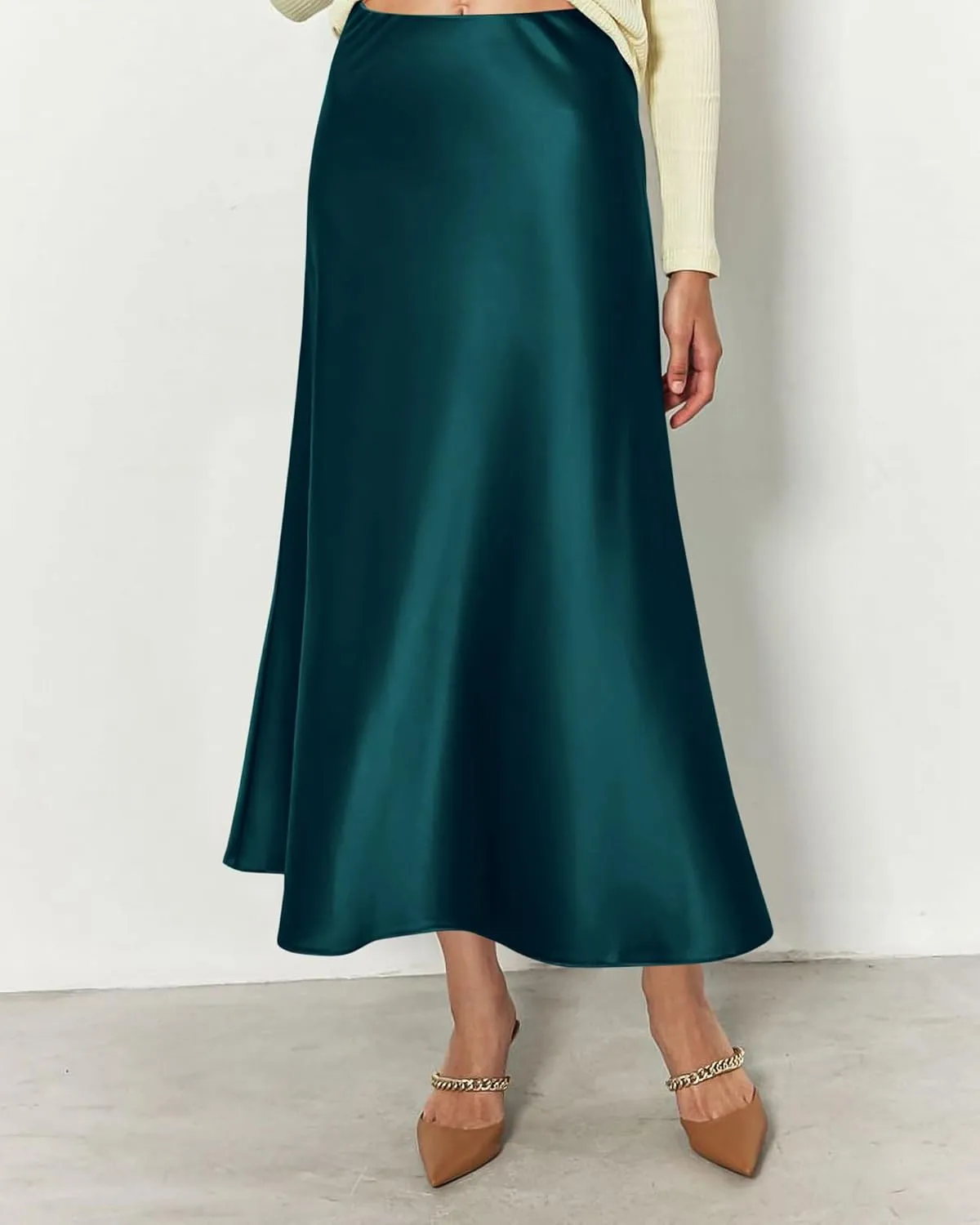BTFBM 2025 Women Summer Spring Long Satin Skirt Silk Elegant High Waist Cocktail Party Wedding Flowy A-Line Midi Skirts