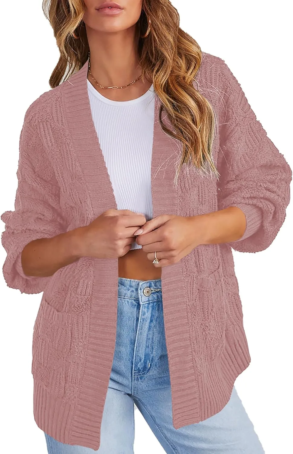 Cakulo Womens Oversized Fall Checkered Cardigan Sweaters 2024 Trendy Open Front Chunky Cardigans Knit Sweater Coats