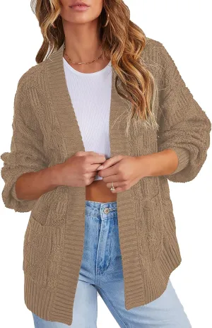 Cakulo Womens Oversized Fall Checkered Cardigan Sweaters 2024 Trendy Open Front Chunky Cardigans Knit Sweater Coats