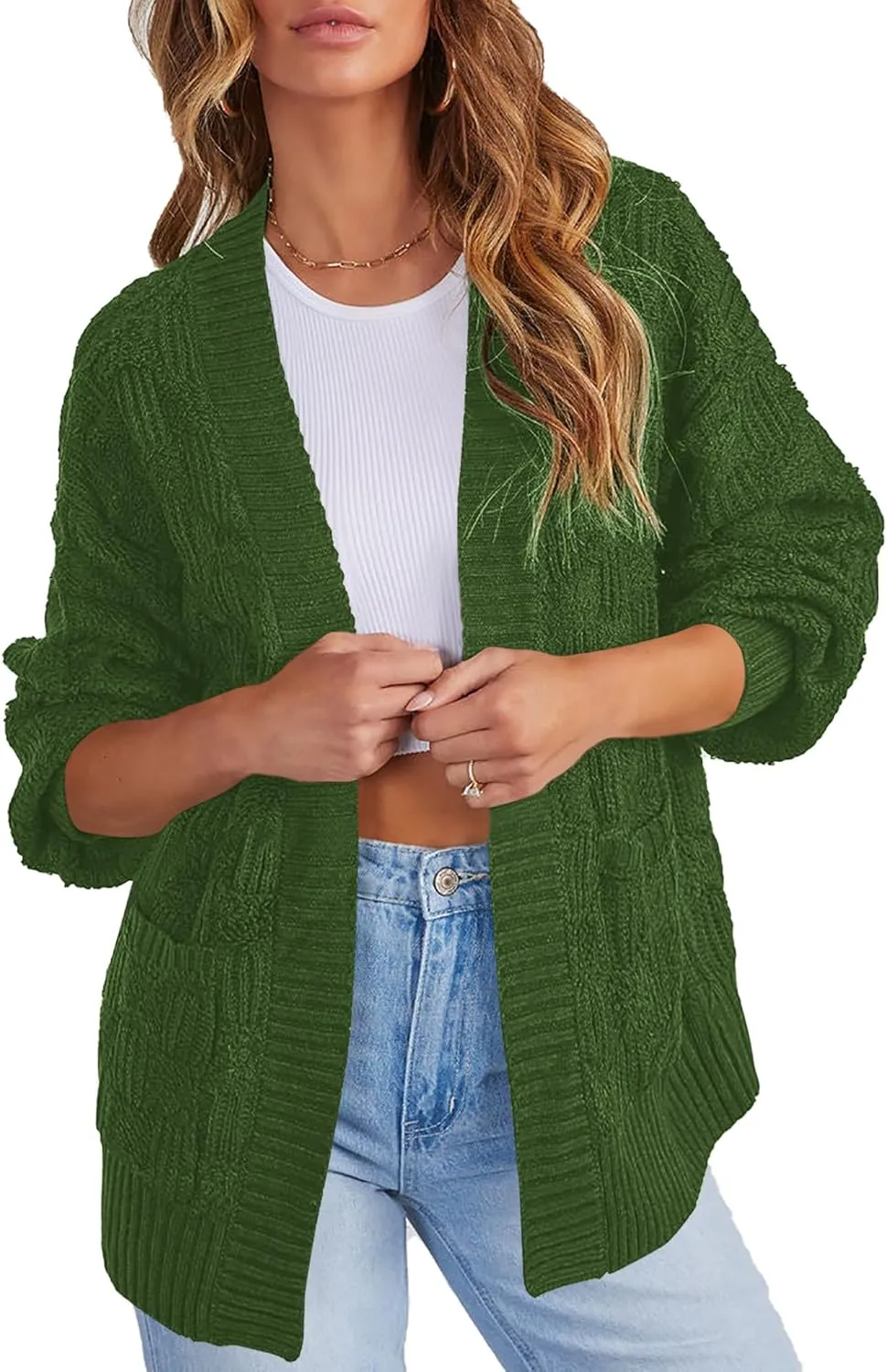 Cakulo Womens Oversized Fall Checkered Cardigan Sweaters 2024 Trendy Open Front Chunky Cardigans Knit Sweater Coats
