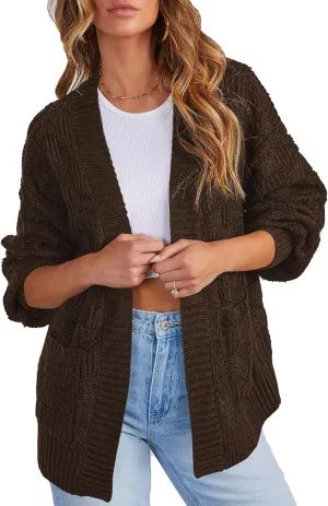 Cakulo Womens Oversized Fall Checkered Cardigan Sweaters 2024 Trendy Open Front Chunky Cardigans Knit Sweater Coats
